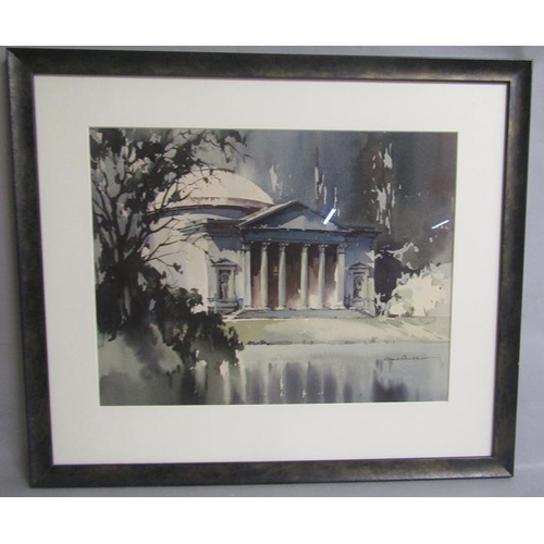 440 - Claude Buckle - The Pantheon, Stourhead, Wilts, watercolour.  Signed, framed and glazed 40cms x 52cm... 