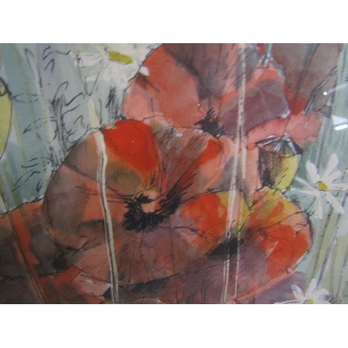 462 - Edwina Woodcock - Poppies, watercolour.  Signed, framed and glazed 33cms x 23cms.