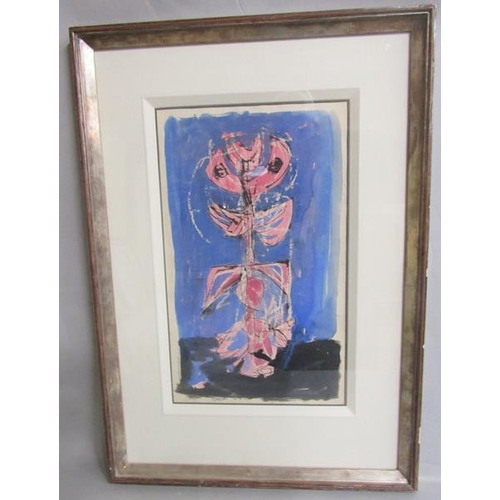 473 - William Gear 1915/1997 - Figure composition, gouache, watercolour and pencil, framed and glazed, 35.... 