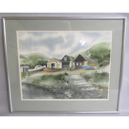 474 - Ronald Maddox - Foreshore, Kimmeridge, Dorset, watercolour, framed and glazed, 37cms x 48cms.