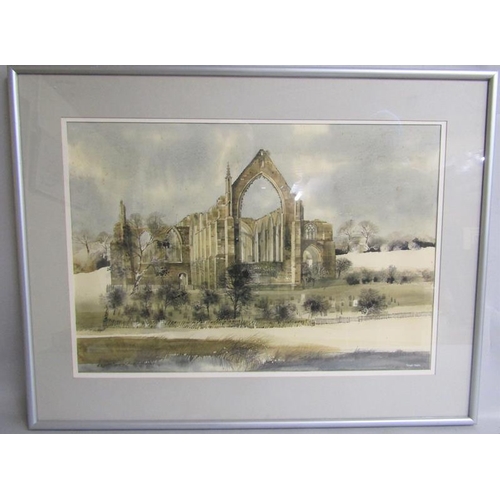 475 - Ronald Maddox - Winter Bolton Abbey Wharfedale, signed, watercolour, framed and glazed, 40cms x 57cm... 