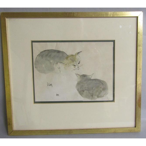 478 - Sir Hugh Casson - Kitty, watercolour, signed in mono HC, framed and glazed, 16cms x 21cms.