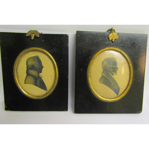 122 - Two 19c black on white silhouette portraits of gentleman, oval framed and glazed.  8.5cms x 7.5cms.