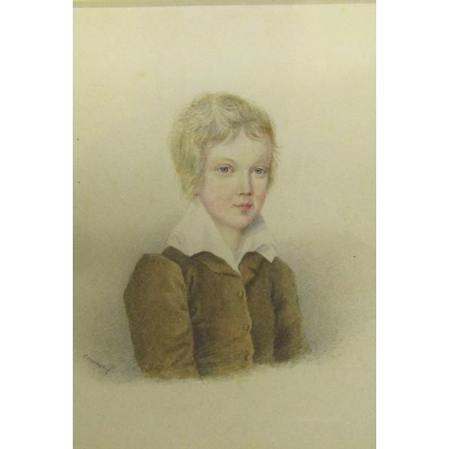 130 - Cornel 1815-1882 - Portrait miniature in watercolour of a young gentleman, signed and framed.  10cms... 