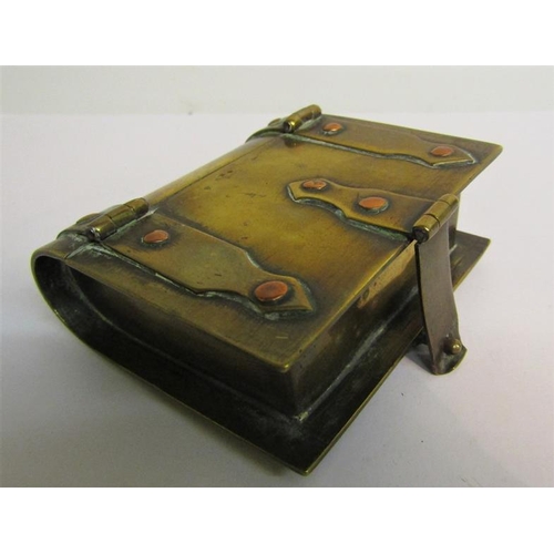 41 - A Victorian brass book box with flap hinges and fastening.  8cms w.