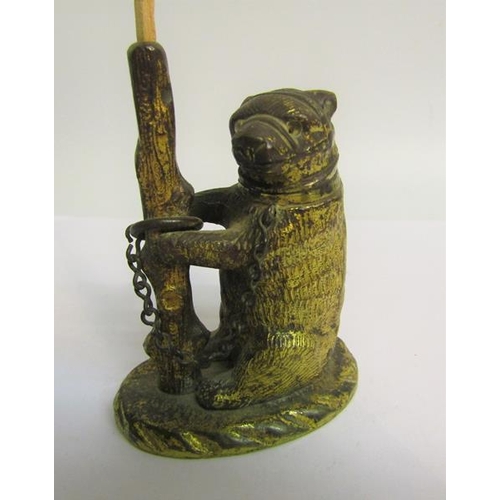 42 - A 19c gilt metal chained bear and pole vesta stand, 7cms h.