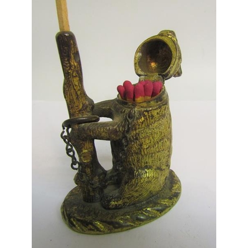 42 - A 19c gilt metal chained bear and pole vesta stand, 7cms h.