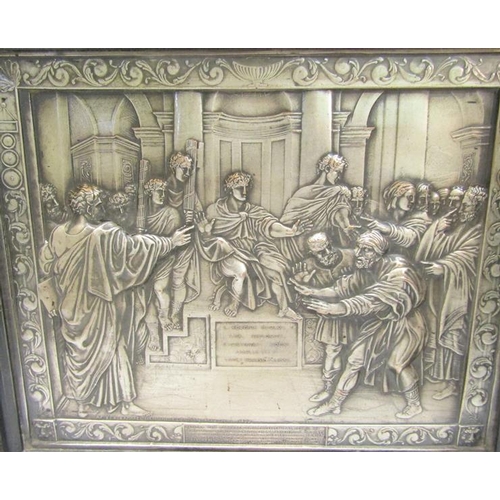 44 - A series of six framed Henning plaques, subjects include Jesus & Simon after Raphael, Paul & Barnaba... 