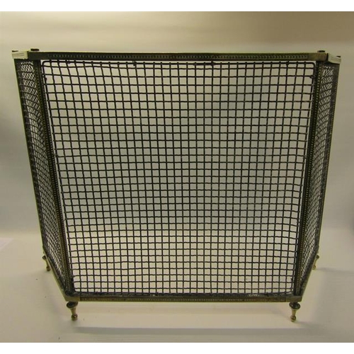 47 - A 19c brass framed folding spark guard. 74cms w open x 42cms h.