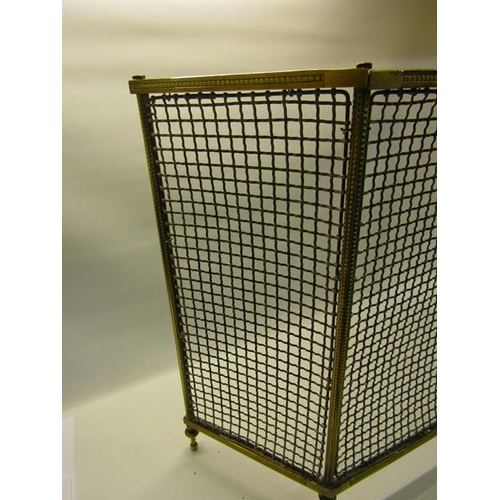 47 - A 19c brass framed folding spark guard. 74cms w open x 42cms h.