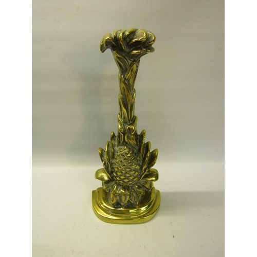 48 - A 19c brass and iron door stop in the form of a pineapple.  34cms h.