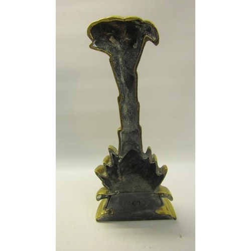 48 - A 19c brass and iron door stop in the form of a pineapple.  34cms h.