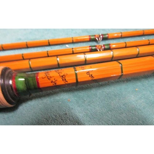 1 - A Hardy 'Palakona' split bamboo 4 piece fishing rod, the Connoisseur pattern. With a cork handle and... 