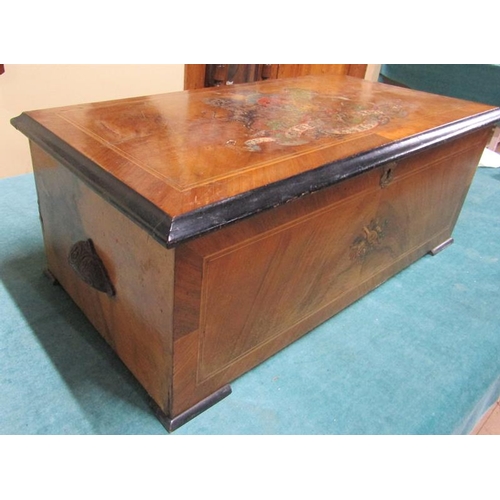 30 - A late 19c Swiss music box playing 30 airs with a 42 tooth comb.  The walnut veneered box has the ro... 