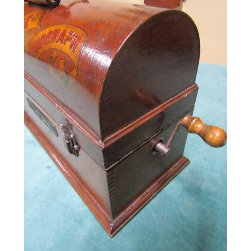 31 - An early 20c Edison Home Phonograph no. 10778 with its Edison reproducer and brass and black horn.  ... 