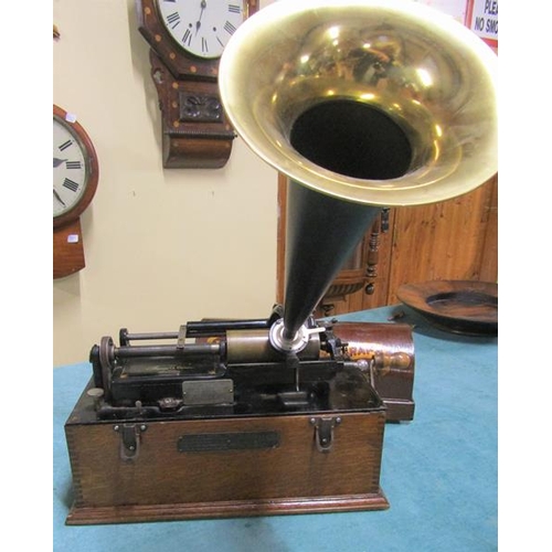 31 - An early 20c Edison Home Phonograph no. 10778 with its Edison reproducer and brass and black horn.  ... 