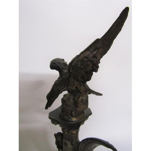 43 - A Victorian gilt spelter ink stand with thermometer in the form of a classical column amongst a ruin... 