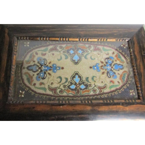 80 - A 19c Coromandel needlework writing box with fitted blue leather lined interior with makers label Me... 