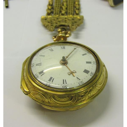 134 - A late 18c English pair cased verge pocket watch, the movement signed Wm. Hinstock, London and havin... 