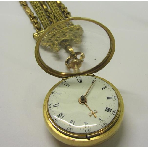 134 - A late 18c English pair cased verge pocket watch, the movement signed Wm. Hinstock, London and havin... 