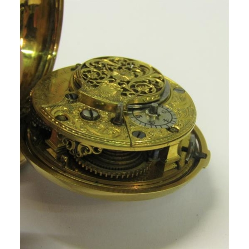 134 - A late 18c English pair cased verge pocket watch, the movement signed Wm. Hinstock, London and havin... 