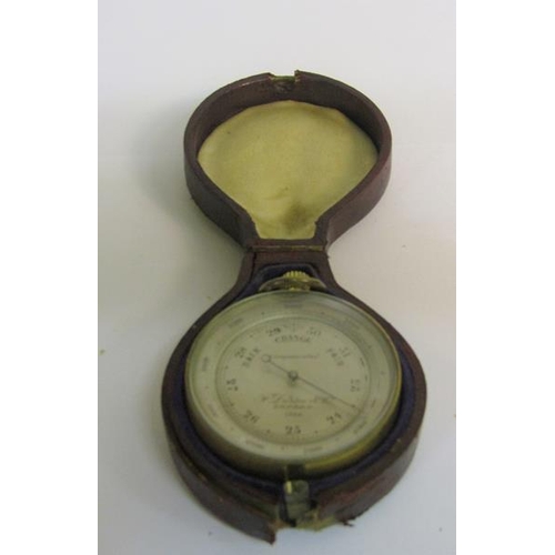 27 - A late 19c pocket aneroid barometer by F Darton & Co. London with altitude scale to 8000 feet.  The ... 