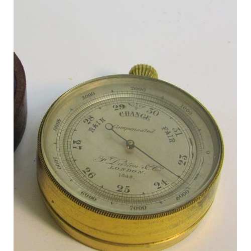 27 - A late 19c pocket aneroid barometer by F Darton & Co. London with altitude scale to 8000 feet.  The ... 