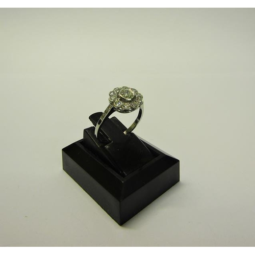 200 - A art deco style platinum and diamond cluster set ring  - ring size N