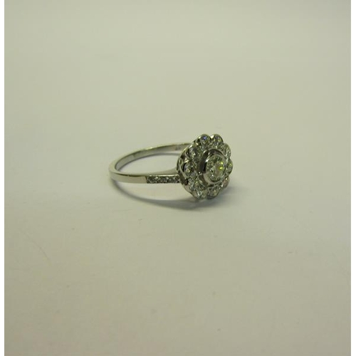 200 - A art deco style platinum and diamond cluster set ring  - ring size N