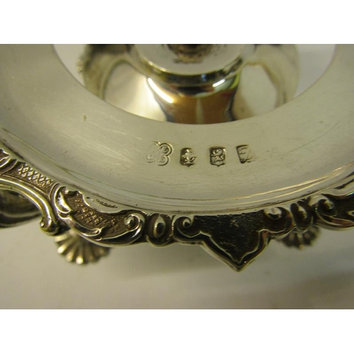 281 - A late Victorian silver plate warmer of circular form supported on four legs with burner, having a g... 