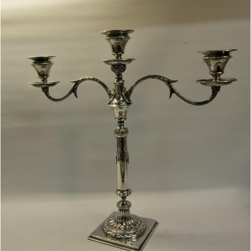 307 - A late Victorian silver two branch candelabra, makers mark for William Jackson and Peter Henderson D... 