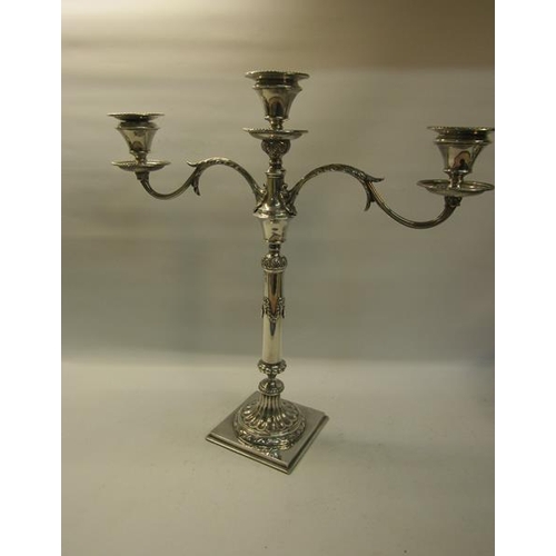 307 - A late Victorian silver two branch candelabra, makers mark for William Jackson and Peter Henderson D... 