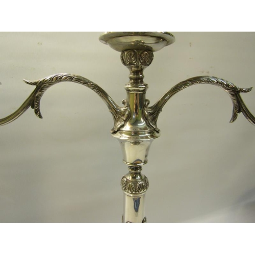 307 - A late Victorian silver two branch candelabra, makers mark for William Jackson and Peter Henderson D... 