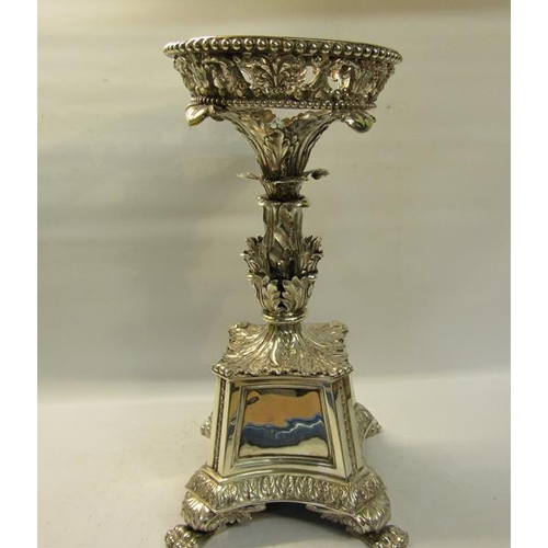 315 - A George III silver table centrepiece, the upper circular beaded and scrolling leaf pierced basket s... 