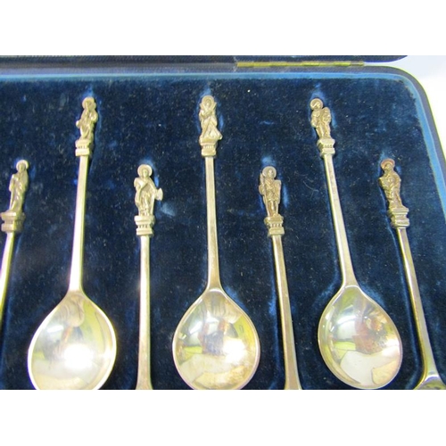 260 - A set of Twelve silver Apostle spoons with rounded bowls, plain handles with individual apostle term... 