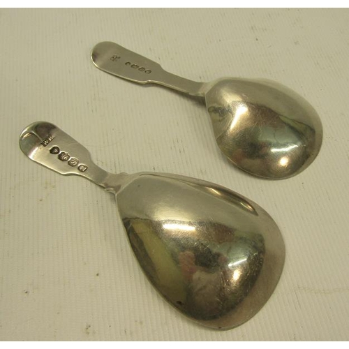 233 - Two 19c tea caddy spoons, both bowls engraved with flowers and fruiting vine.  One with makers mark ... 