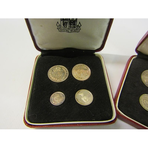 144 - Two sets of 1967 Maundy money in red tooled leather boxes.