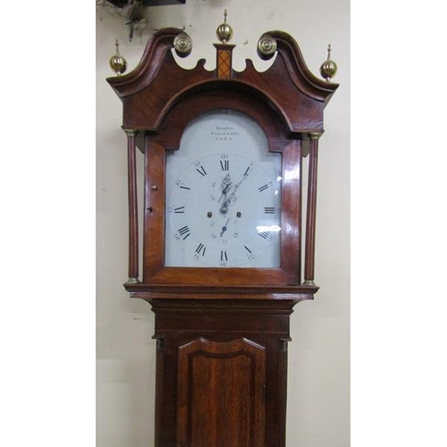 21 - A late 18c 8 day longcase clock the 30.5cm arched painted dial signed Hampston Prince and Cattles , ... 