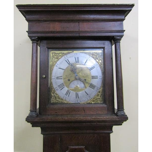 22 - An early 18c 8 day longcase clock the 28cm square brass dial signed Thos. Stripling, Barwell and hav... 