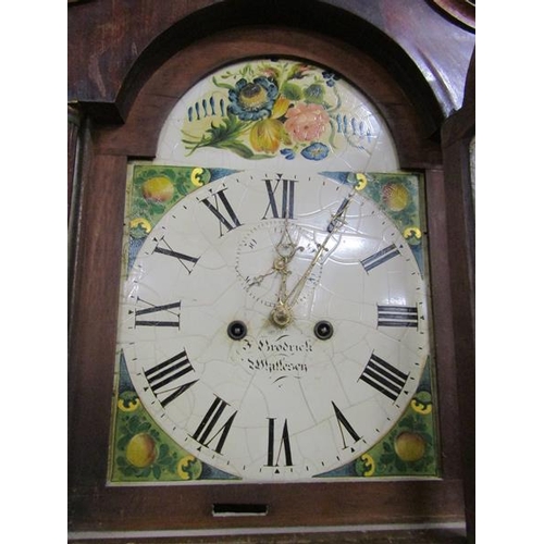 23 - An early 19c Eight day longcase clock, the 30cm arched painted dial signed F. Brodrick, Whittlesey a... 