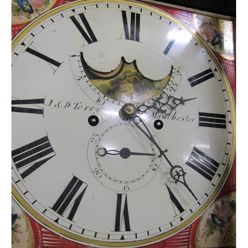 24 - Early 19c Eight day longcase clock, the 33cm square painted dial signed J L D Terry, Manchester and ... 