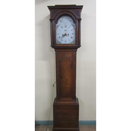 25 - Late 18c Eight day longcase clock, the 30Ccms arched painted dial signed G Clapham, Brigg and having... 