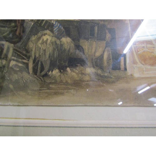 443 - In the manner of J S Cotman - L'Eglise De St Laurent 1821, unsigned watercolour.  Framed and glazed ... 