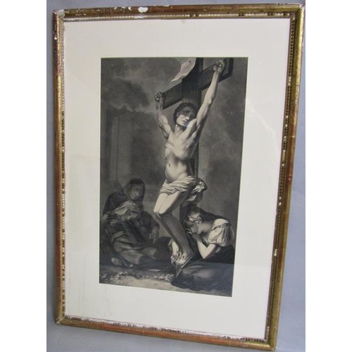 455 - F Corlay - The Crucifixion, watercolour.  Signed, framed and glazed 54cms x 32cms.