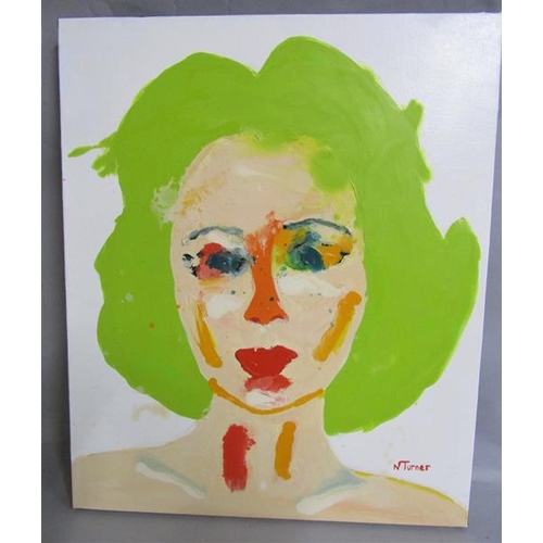 525 - Neil Turner - Portrait Elizabeth Taylor, signed, titled and dated 2013.  Unframed oil on canvas, 66c... 