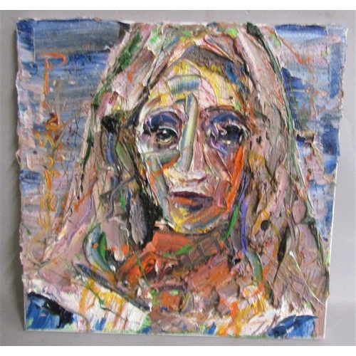 530 - David Padworny - Portrait of a Female, signed and dated 2014.  Impasto oil on canvas. 31cms x 31cms.