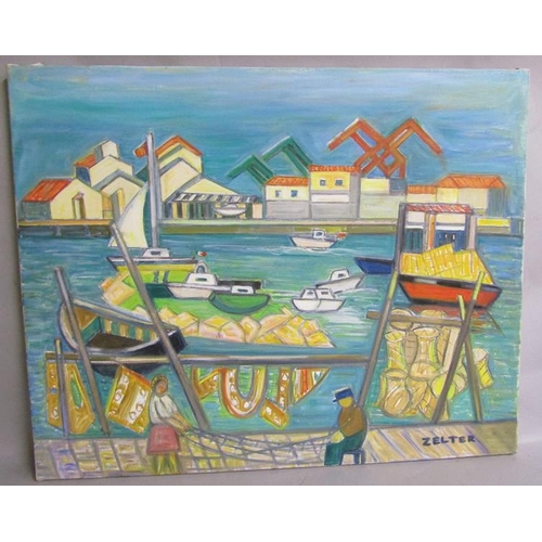 531 - George Joseph Zeltr - Le Pointe Courte, a harbour scene, signed Zeltr, bottom right corner and title... 