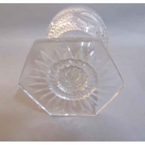 331 - An English hexagonal base rummer glass, the bowl with engraved central band.  14cms h.