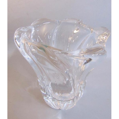 345 - A French Daum crystal vase, rope spiral form, signed near base, 16cms h.