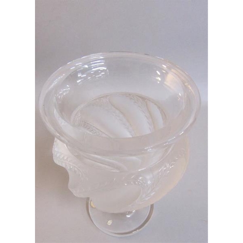 349 - Lalique Ermenonville clear and frosted vase, signed 'Lalique, France' to base, 14.75cms h.